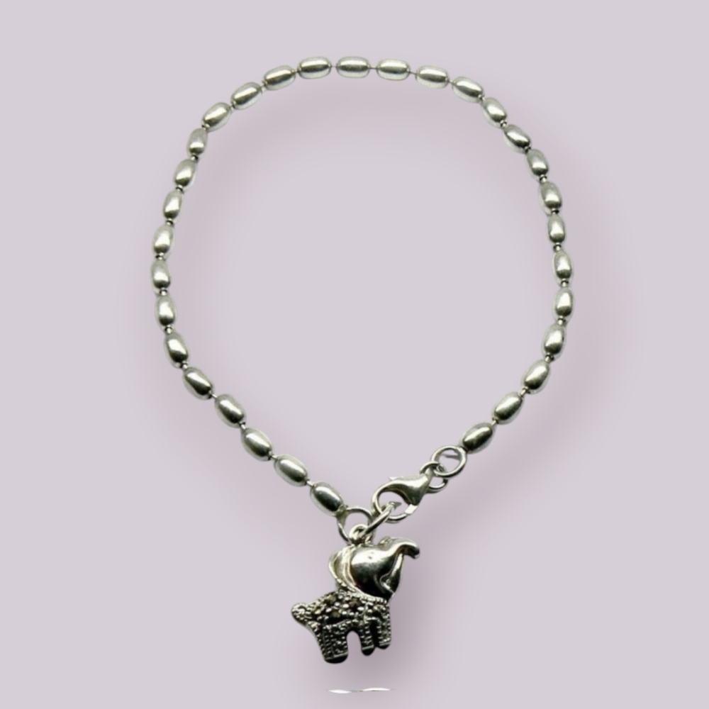 Silver Elephant charm Bracelet size 6.25"